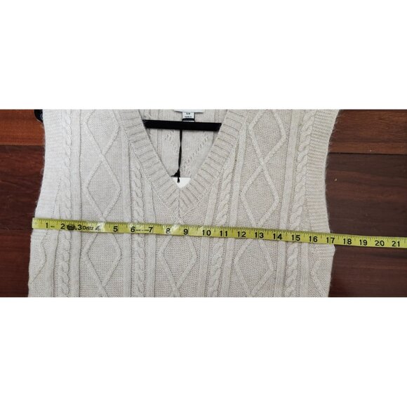 Pink Rose Beige Cable Knit Sweater Vest Women’s S V-Neck Sleeveless Diamond - Picture 8 of 9